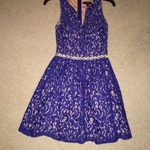 Royal blue dress with jeweled belt